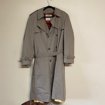 Clipper Mist London Fog Men's Trench Coat Tan Size 42 Long