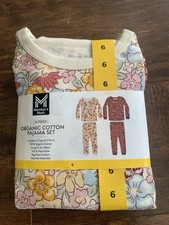 NWT MEMBERS MARK GIRLS 4PC ORGANIC COTTON PAJAMA SET SIZE6 VINTAGE FLOWER