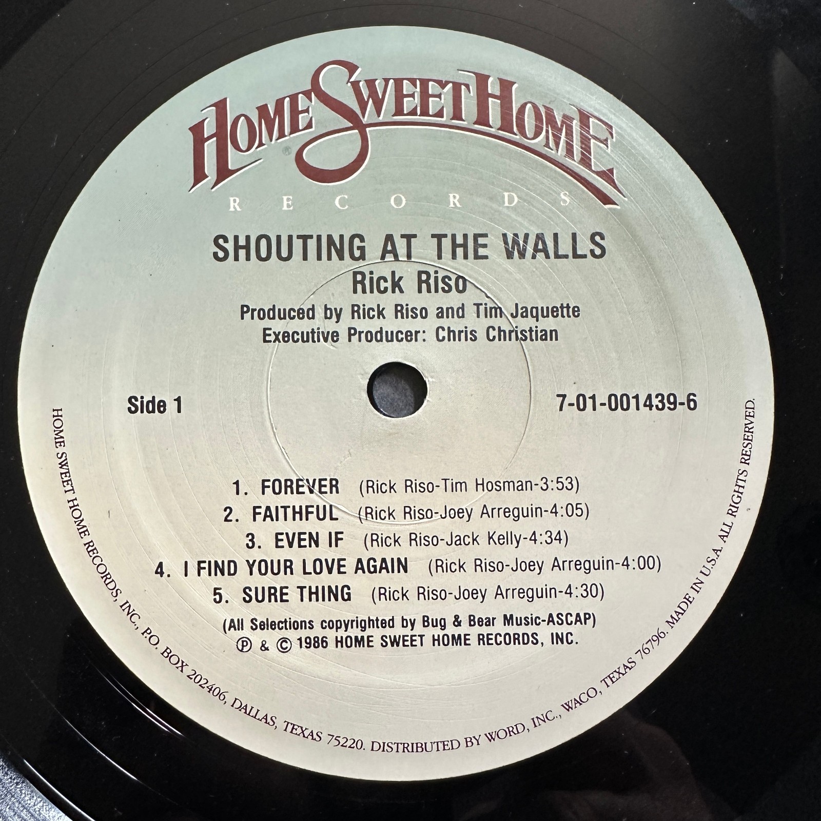 Rick Riso Shouting At The Walls Vinyl LP 1986 Christian Pop Rock AOR CCM