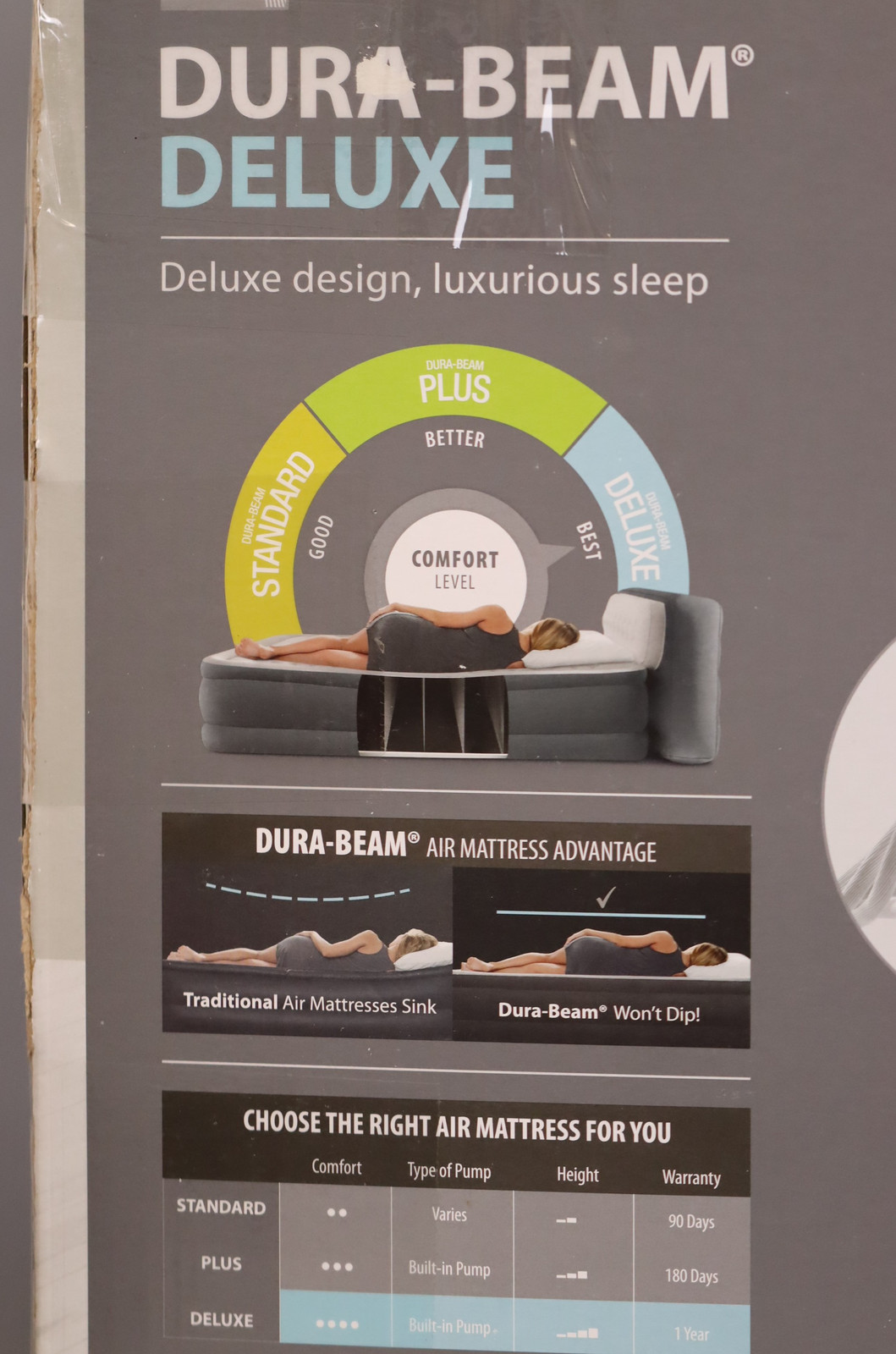 Intex Dura-Beam Deluxe  Air Mattress with Built-In Pump and Headboard -- Queen