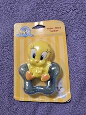 Vintage Baby Looney Tunes Teether Oval Water-Filled Playful Baby Tweety Yellow