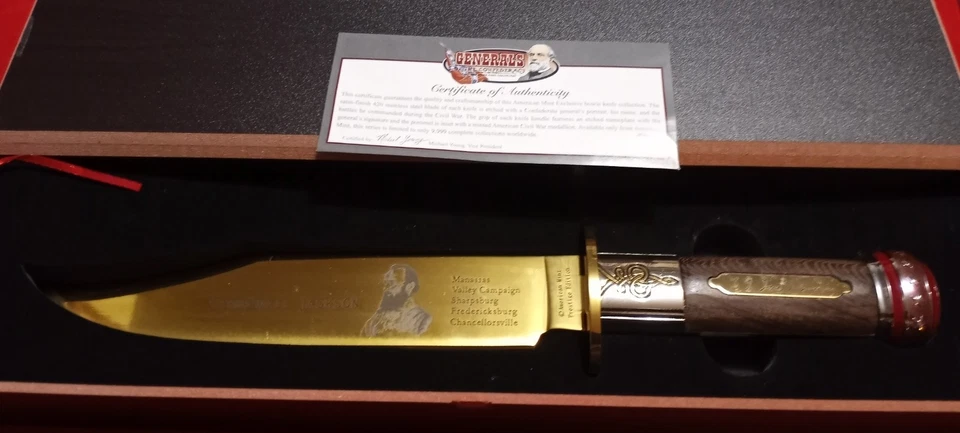 American Mint Generals Of Confederacy Stonewall Jackson Bowie Knife W/COA NOS - Image 2 of 4