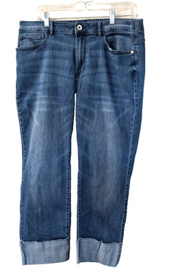 J. Jill Denium High-Rise Straight Leg Jeans  Cuff  in Portside Wash Size 18