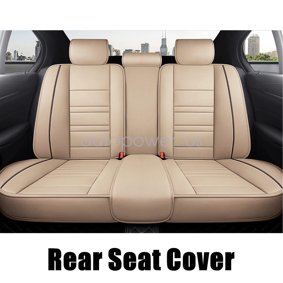 For Toyota RAV4 Car 5-Sits Front &Rear Seat Cover Faux Leather Protector Pad Tan - Imagem 4 de 4