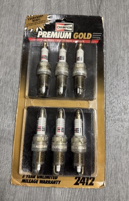 1 Pack of 6 NEW OLD STOCK 2412 CHAMPION PREMIUM GOLD SPARK PLUGS FREE SHIPPING