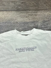 Rare VTG Abercrombie & Fitch Shirt Y2K Front Logo Blue Rectangle Back - SMALL