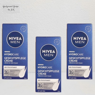 3X 75Ml Nivea MEN Hydro Care Face Cream Protects & Nourishes Dry Skin