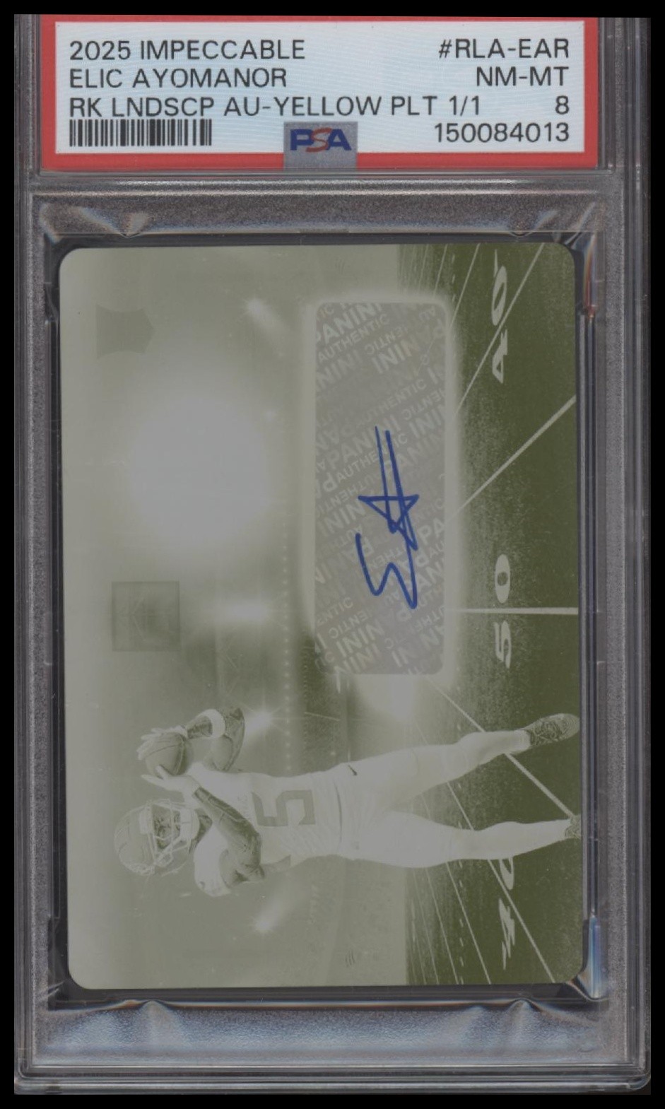 2025 Impeccable #RLA-EAR Elic Ayomanor  Printing Plates Yellow PSA 8 #1/1
