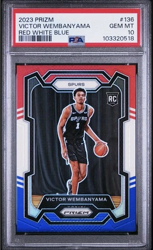 2023-24 Panini Prizm - Victor Wembanyama #136 Red White & Blue Prizm (RC) PSA 10