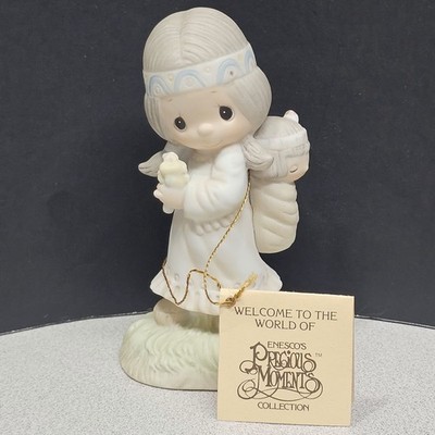 Precious Moments His Burden is Light Figurine Enesco 4.5'' Tall Ceramic Vtg 1977