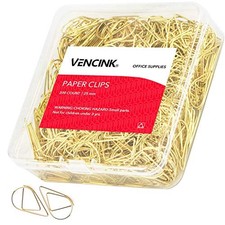 300 Pieces Cute Paper Clips Stainless Steel Drop-Shaped Paperclips 1 inch Gold