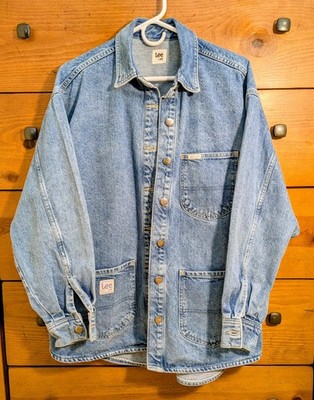 Lee x H&M Women's Denim Chore Barn Field Jacket Mid-Wash 3-Pocket sz S (M) EUC!