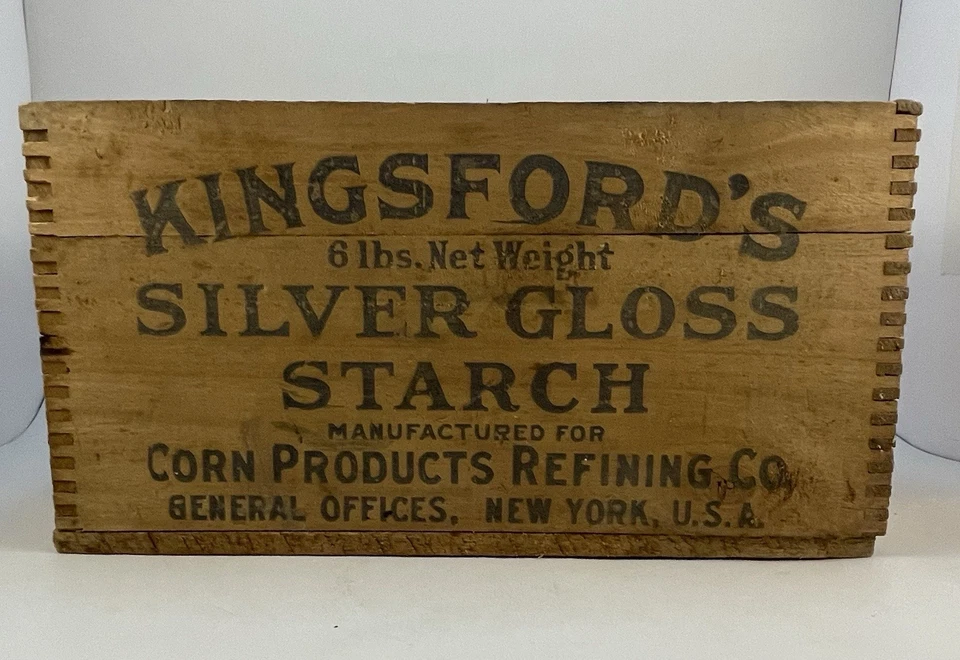 Vintage Kingsford’s Silver Gloss Starch 6 lb. Wooden Shipping Box Crate - Image 2 of 4