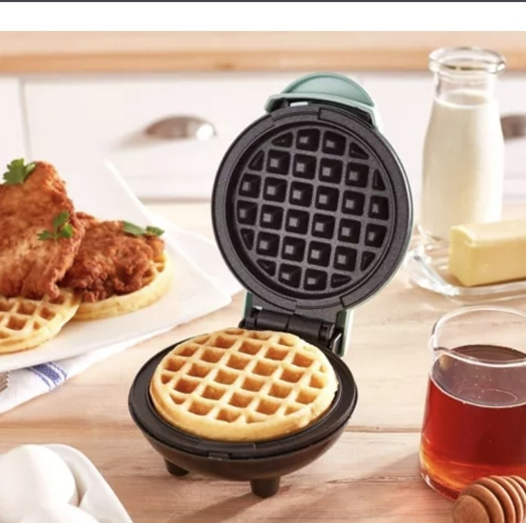 Compact Aqua Dash Mini Waffle Maker for Quick Homemade Waffles