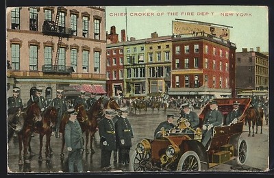 Künstler-AK New York, Chief Croker of the Fire Dept., Feuerwehr 1912 