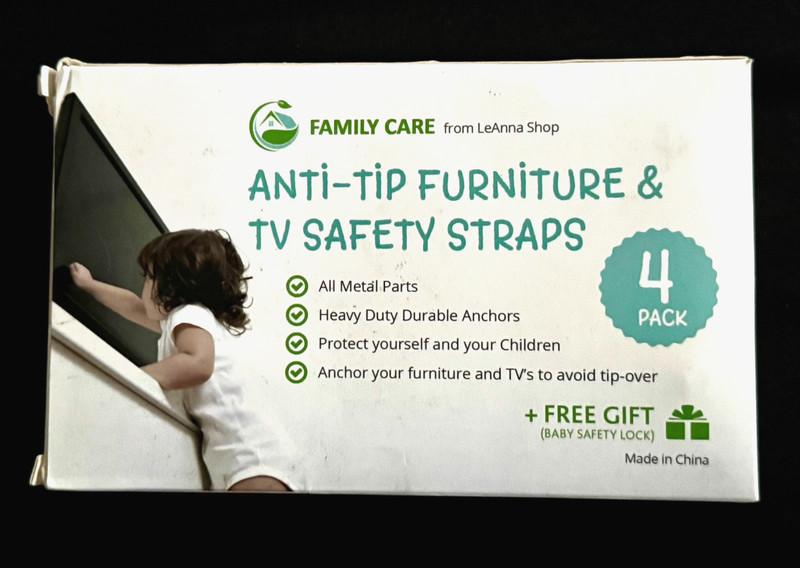 Family Care Child Kid Anti-Tip Furniture TV Safety Straps 4 Pack Baby Safety New