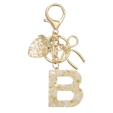 Initial Letter B Keychain Cute Resin Letter Bag Charm White