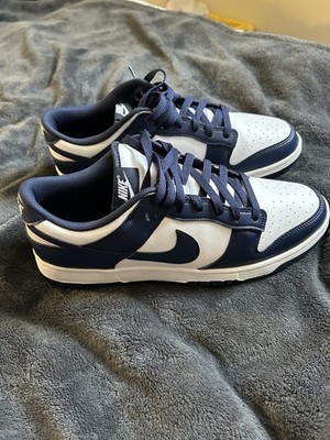 Nike Dunk Low Navy White Leather Low Top Athletic Shoes Men's