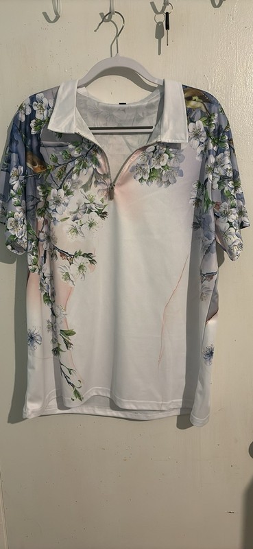 Men’s Polo Shirt With Tree and BirdDesign Size 2XL