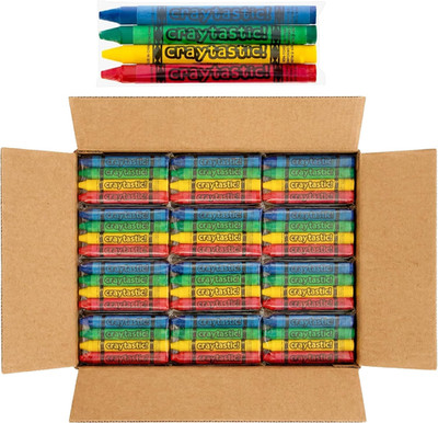 Craytastic! 52 Sets of 4-Packs in Cello (208 Count Total Bulk Crayons) - Large B