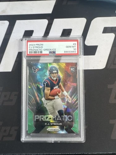 2023 Panini Prizm - Prizmatic C.J. Stroud #6 Green Ice Prizm (RC) PSA 10