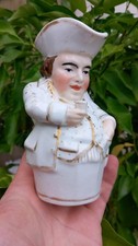 Pot Jacquot Pichet Porcelaine Peinte Dorée XIXe Vieillard Tricorne