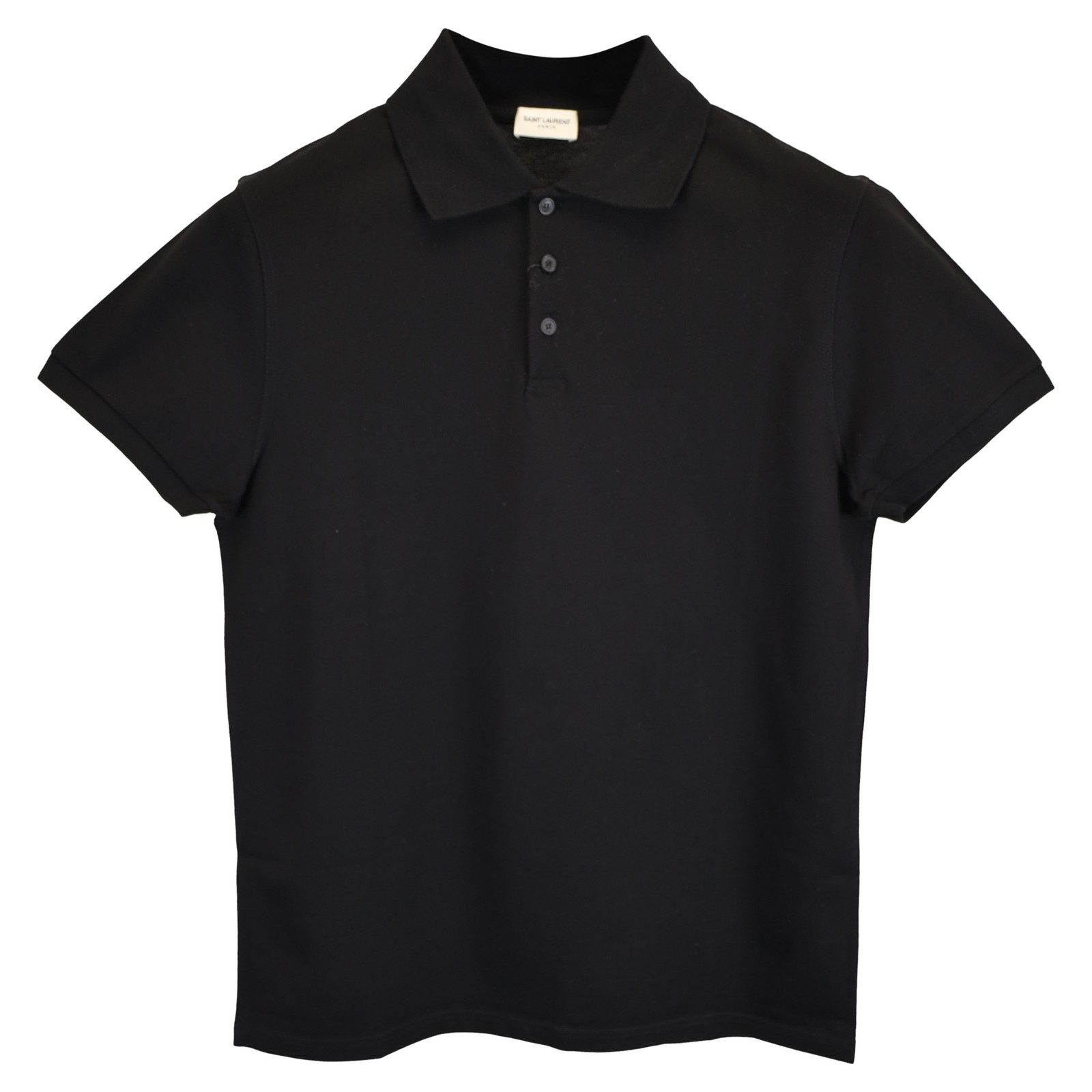 Polo Saint Laurent Paris Cassandre in cotone uomo nera S