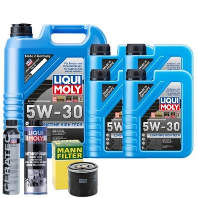 Motoröl 5W30 LIQUI MOLY Longtime High Tech 9L +MANN Ölfilter +Spülung +Cera Tec