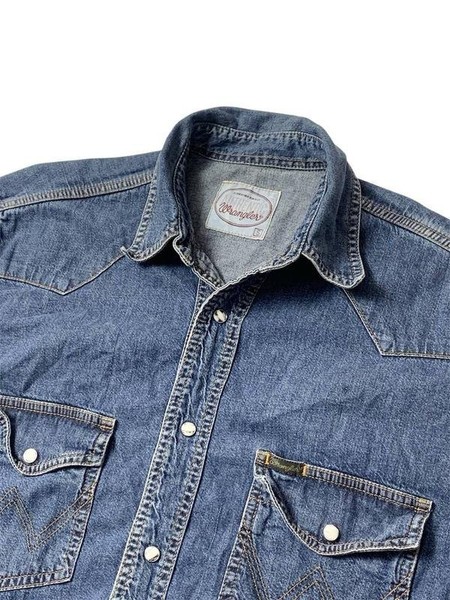 Men Wrangler Shirt Navy Denim 36 / S / 44