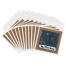 3dRose Hockey Player - Greeting Cards, 6 x 6 inches, set of 12 (gc_16310_2)