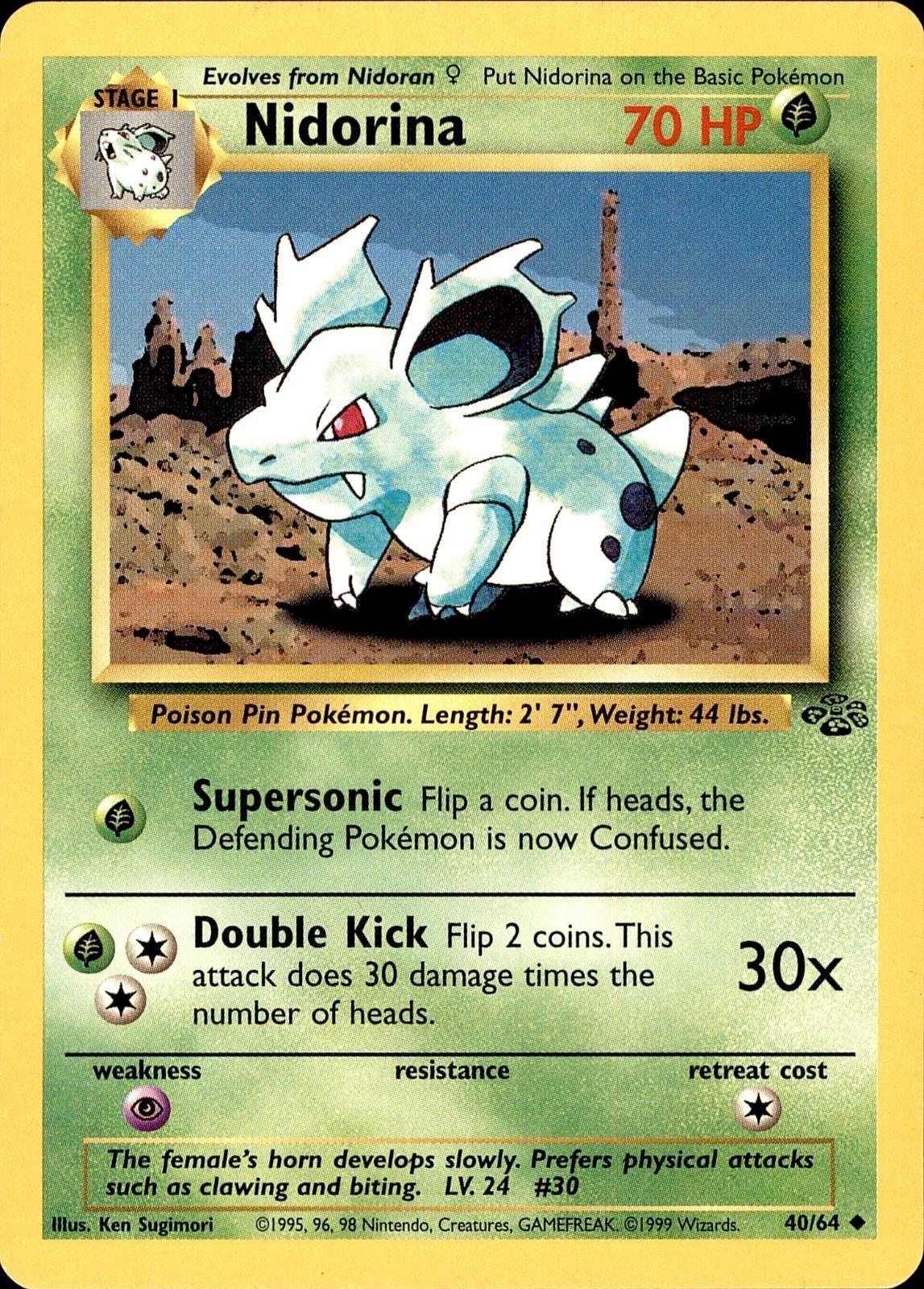 POKEMON NIDORINA 40 JUNGLE 64 UNCOMMON UNLIMITED MP