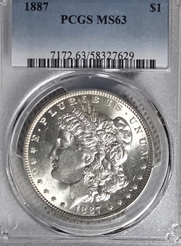 1887 Morgan Dollar PCGS MS63 Choice Uncirculated Philadelphia $1 90% Silver