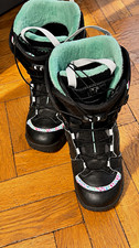 Salomon Snowboard Boots Snowboarding Black/Green UK 7.5 Lace Medium Flex