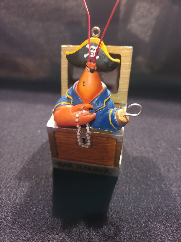 Bar Harbor  Pirate Crab On Treasure Chest  Christmas Ornament By Jo