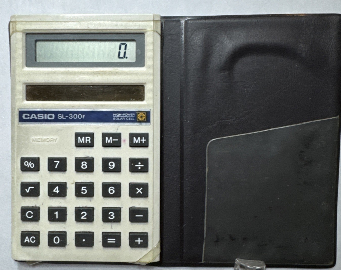 Vintage CASIO SL-300F High Power Solar Cell Pocket Calculator w/ Case