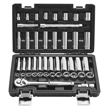 VEVOR Socket Set Socket and Ratchet Set 44 Pieces 3/8 inch Drive Auto Repair