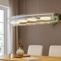 HäNgeleuchte Pendelleuchte Esszimmerlampe Led Chrom Glas HöHenverstellbar L 80Cm