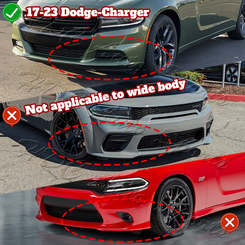 WheelX Carbon Fiber V1 Front Bumper Lip Splitter For 2015-2023 Dodge Charger (SRT/Scat Pack/R/T/Daytona) - 3 Piece