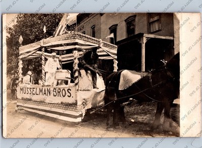 WOW c1915 MUSSELMAN BROS LUMBER FLOAT PARADE NEW HOLLAND PENNSYLVANIA PA RPPC