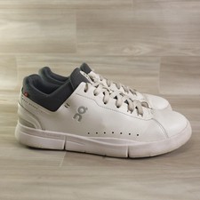 On The Roger Shoes Mens Size 8 White Leather Tennis Court CloudTec Sneakers