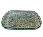 Libbey Glass Orchard Fruit 9x12 Baking Dish Green Tint 3D Pattern Vintage