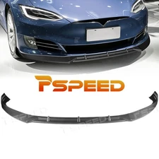 Carbon Style For 2016-2020 Tesla Model S STP-Style PP Front Bumper Spoiler Lip