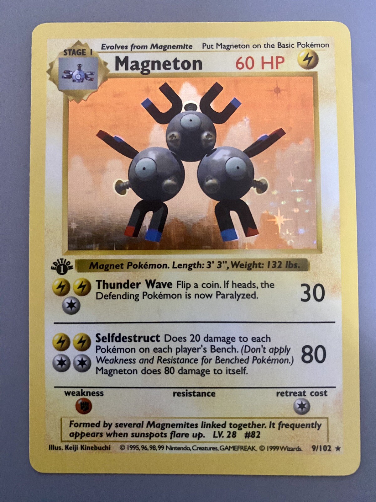 1st Edition Magneton 9/102 Base Set Holo Rare Vintage 1999 Pokemon Card - NM