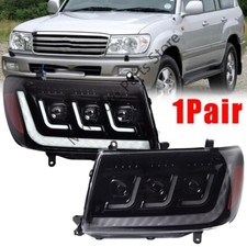 2Pcs LED DRL Double Beam Projector Headlights For Land Cruiser LC100 1998-2007