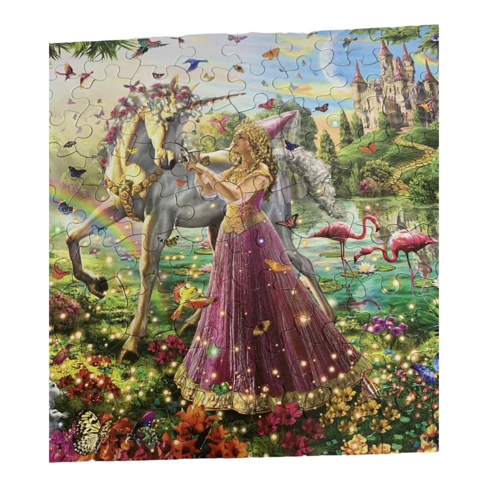 Rompecabezas Unicornio Princesa Montaña Blanca 100 Piezas Niños Steve Leer COMPLETO Foto 4 de 4