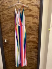 Women "Lush" multicolored spaghetti straps long dress. Size large. P.O.