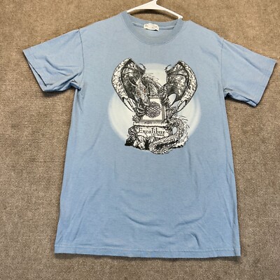 Excalibur Casino Las Vegas T Shirt Adult XS/S Blue Dragon Graphic Cotton