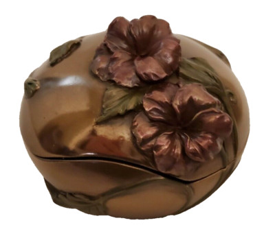 New! SUMMIT COLLECTION Flower Decorated Circular Jewelry Bowl with Lid