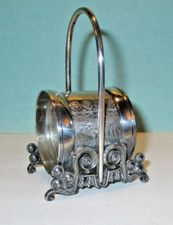 Antique Victorian Napkin Ring Scrolled Base with Handle Supports Napkin Ring