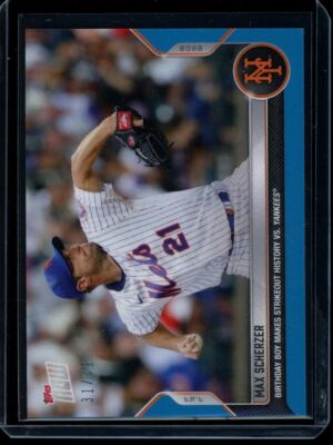 2022 Topps Now #607 Max Scherzer Blue Parallel Card #d 31/49